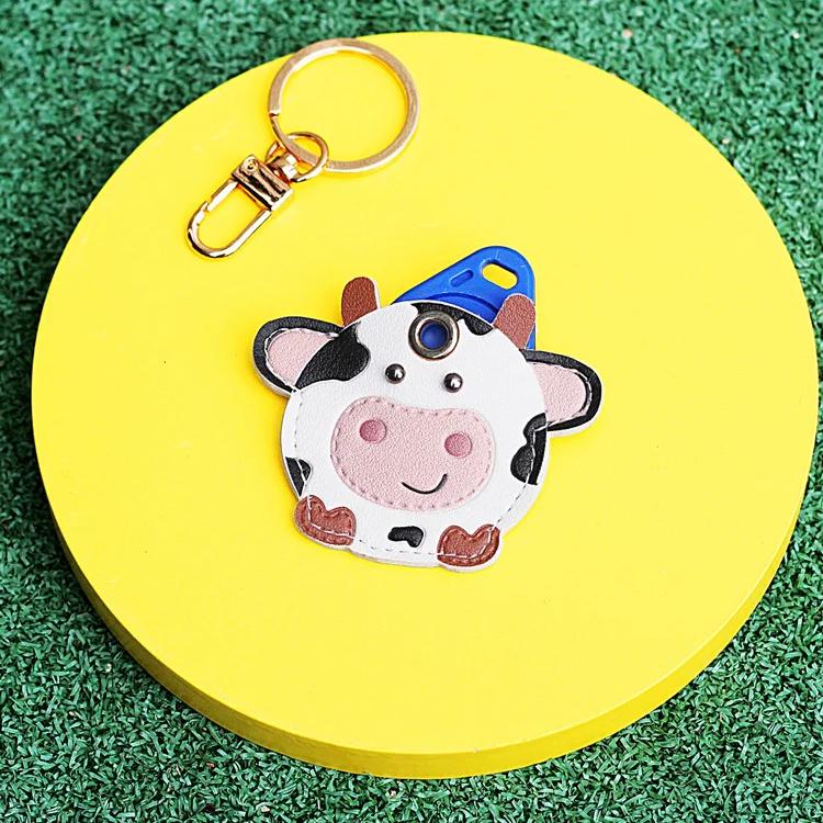 Leather Keychain Holder Case for Apple AirTag with Protective Rin