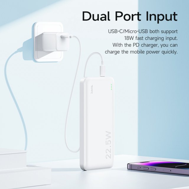 22.5W Ultra-Thin 10000mAh Fast Charging Power Bank for iPhone and Apple Devices