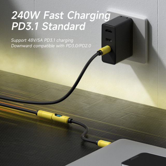 240W USB-C Extension Cable for iPhone and MacBook Devices