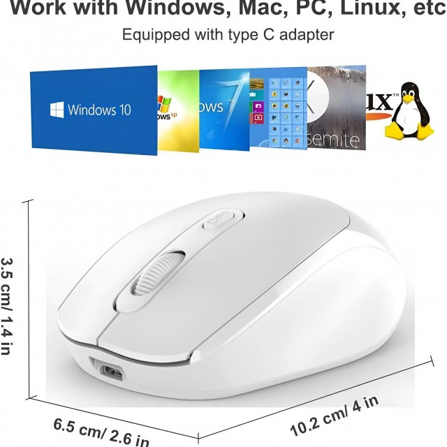 Wireless Bluetooth Mouse for Apple Devices - Ergonomic, Rechargeable, DPI Adjustable