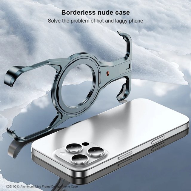 360° Rotatable Magnetic Stand Protective Frame for iPhone 16 Pro Max with Wireless Charging