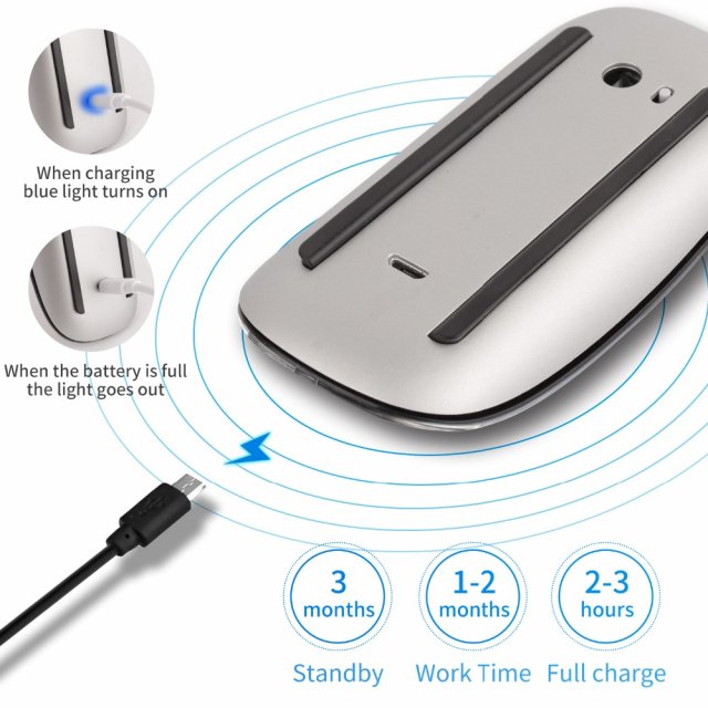 Wireless Bluetooth 5.0 Rechargeable Mouse for Mac and PC