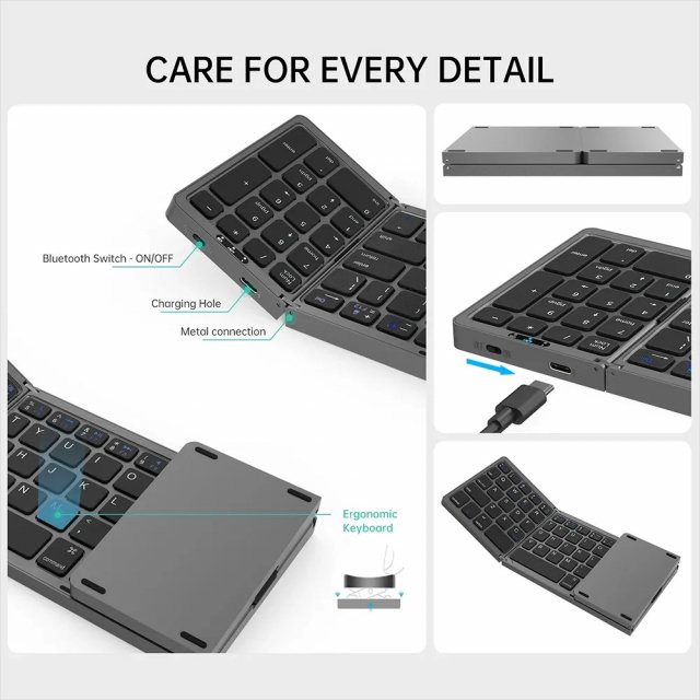 Portable Folding Bluetooth Keyboard for Apple Devices