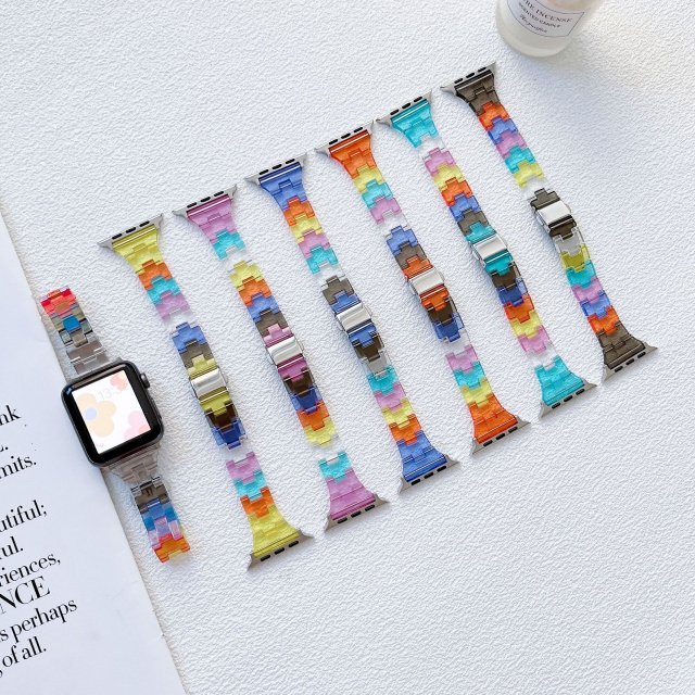 Rainbow Color Resin Strap for Apple Watch 38mm/40mm/41mm/42mm/44mm/45mm
