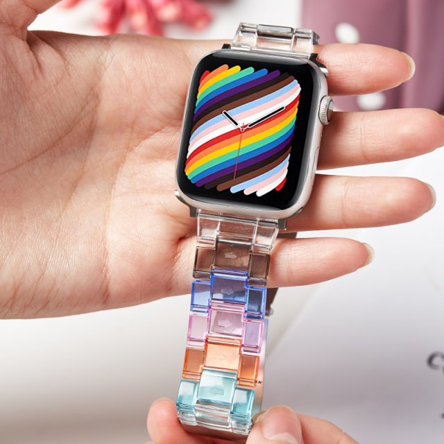 Rainbow Color Resin Strap for Apple Watch 38mm/40mm/41mm/42mm/44mm/45mm