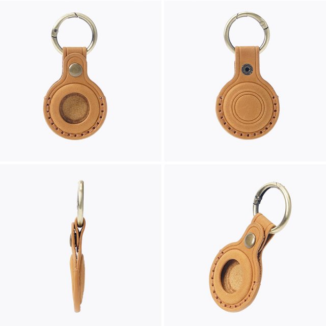 Genuine Cow Leather Case for Apple AirTags with Keychain and Pet Pendant