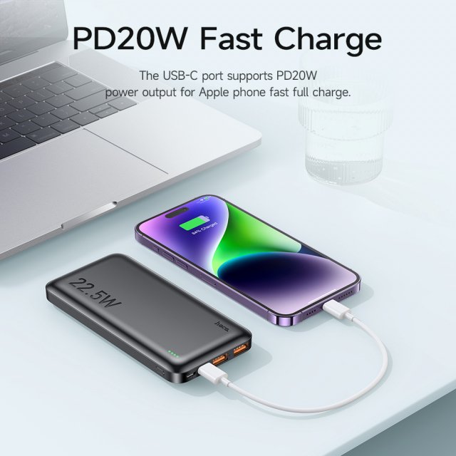 22.5W Ultra-Thin 10000mAh Fast Charging Power Bank for iPhone and Apple Devices