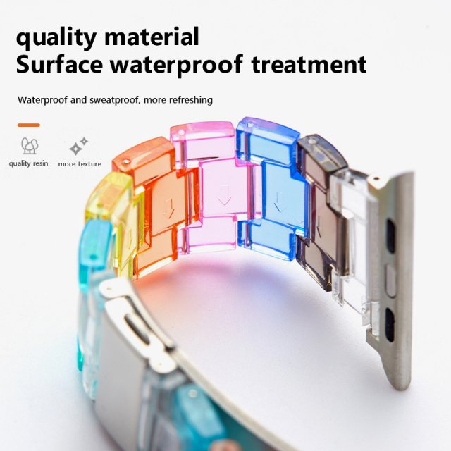 Rainbow Color Resin Strap for Apple Watch 38mm/40mm/41mm/42mm/44mm/45mm