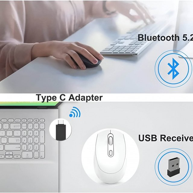 Wireless Bluetooth Mouse for Apple Devices - Ergonomic, Rechargeable, DPI Adjustable