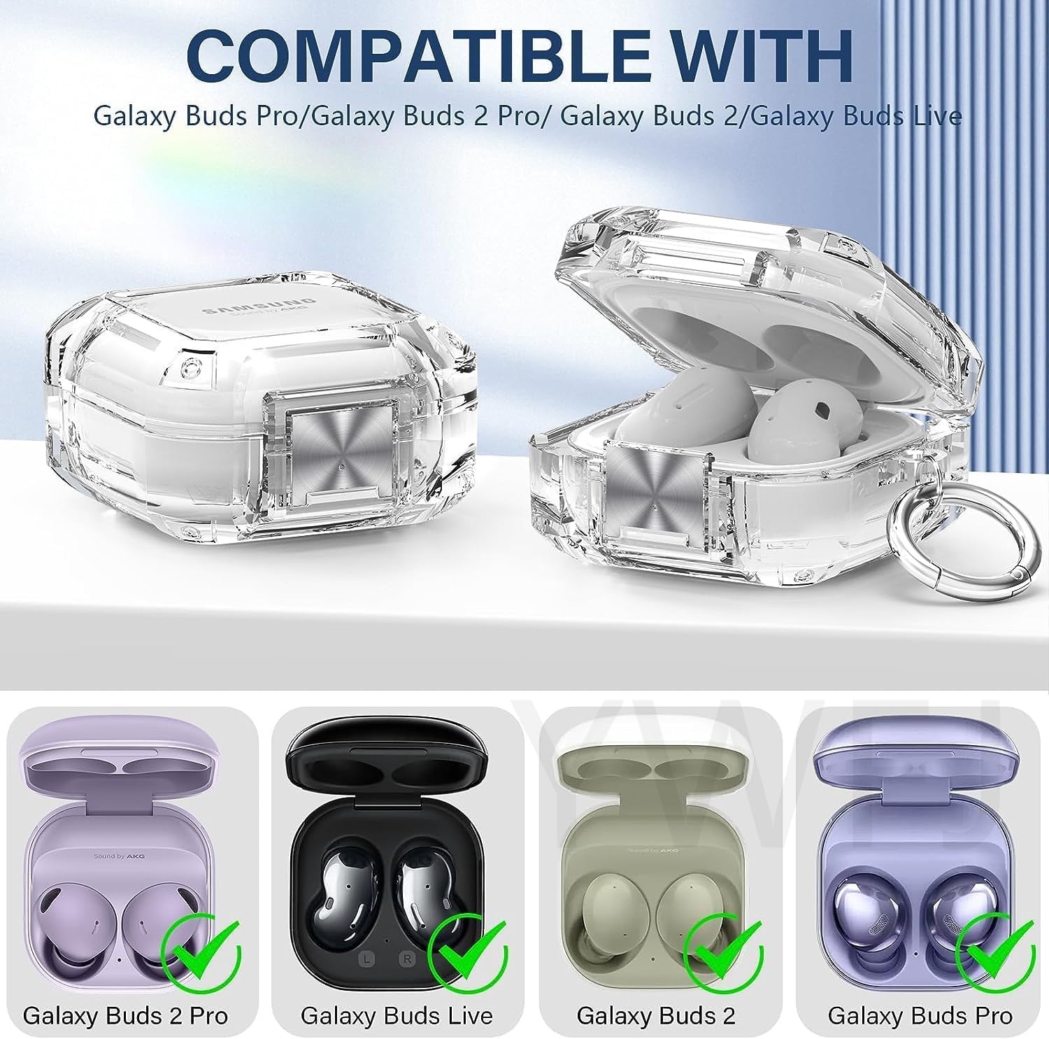 Transparent Secure Lock Earphone Case with Buckle for Samsung Galaxy Buds - Image 7