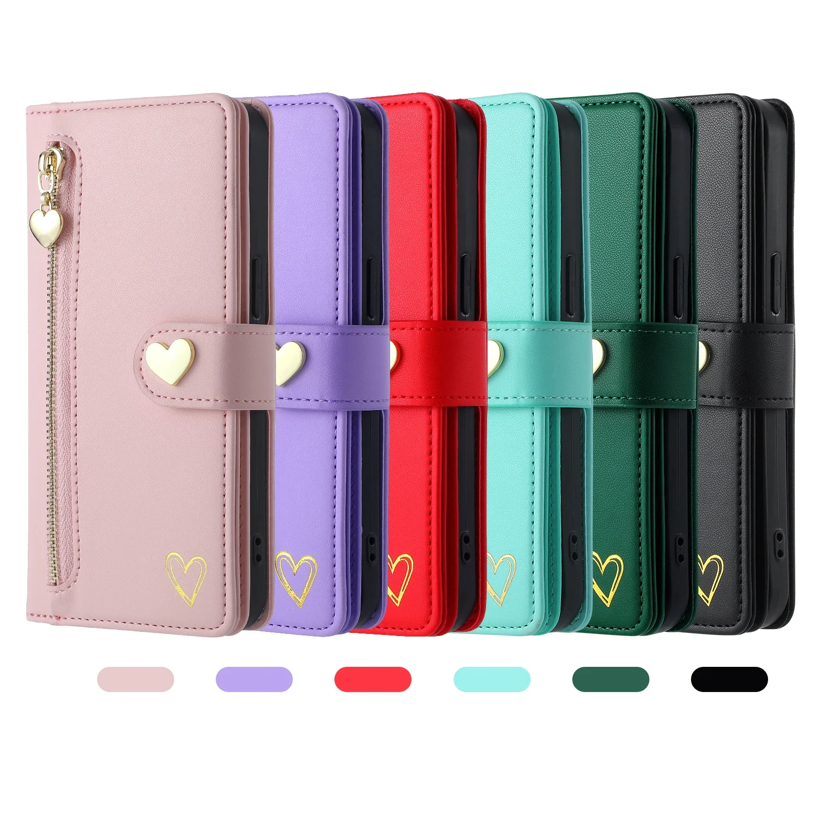 Zipper Wallet Leather Case with Card Slots for Samsung Galaxy - Image 6