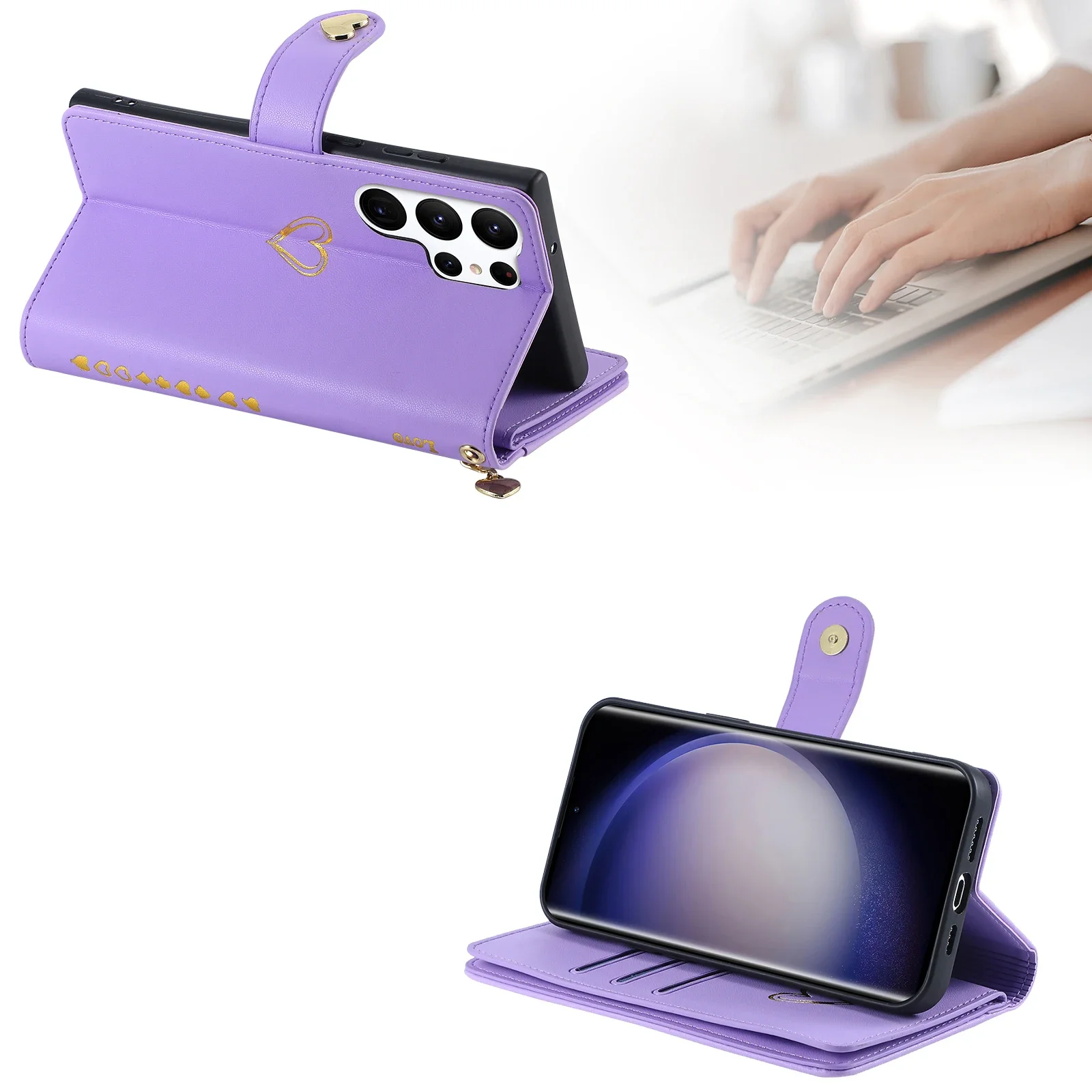 Zipper Wallet Leather Case with Card Slots for Samsung Galaxy - Image 5