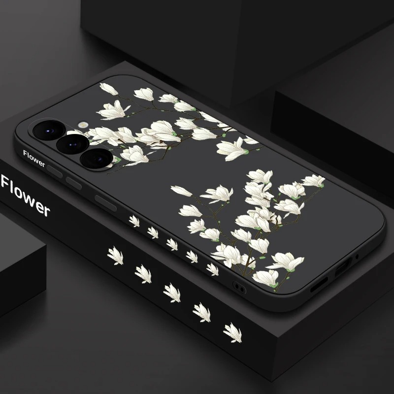 Stylish Floral Silicone Case for Samsung Galaxy S24 S23 S22 S21 Ultra A Series - Image 3