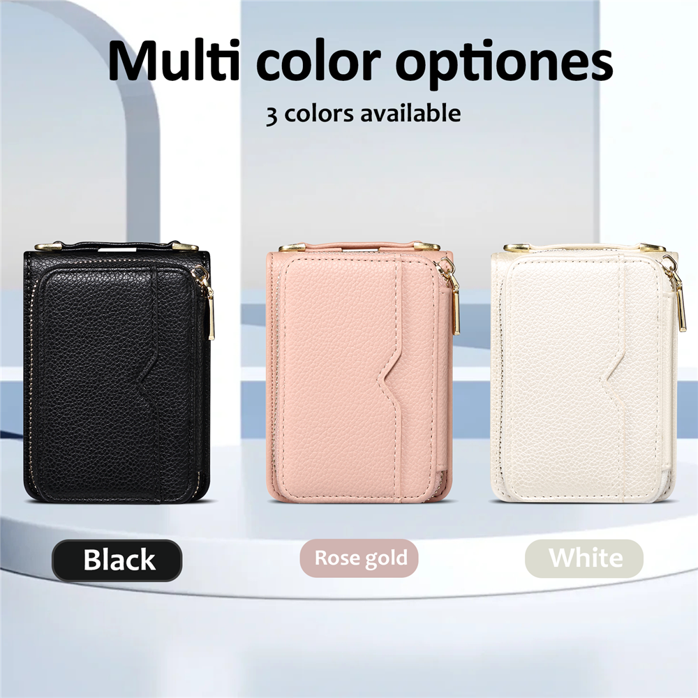 Samsung Galaxy Z Flip 6/5 Leather Zipper Flip Wallet Case with Lanyard - Image 7