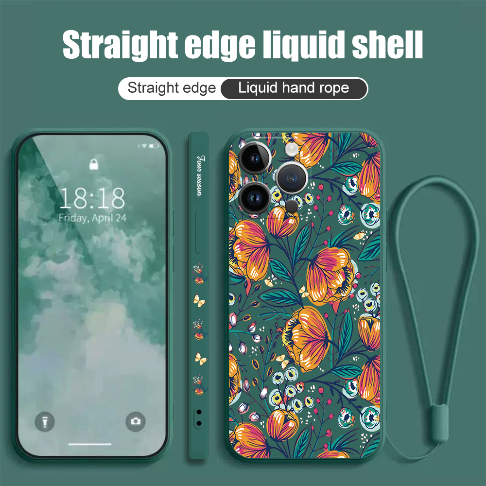 Dark Green Retro Flowers Liquid Silicone Case for Samsung Galaxy A Series - Image 3