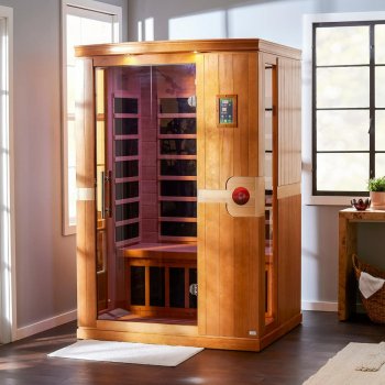 Alternative view of 2-Person Low EMF Infrared Sauna with 6 Heating Panels and MP3 Connection