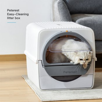 Alternative view of Scoop-Free Enclosed Cat Litter Box with Pull-Out Cleaning and Odor Control