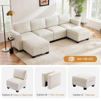 Alternative view of Heavy Duty U-Shaped Modular Sectional Sofa with Storage