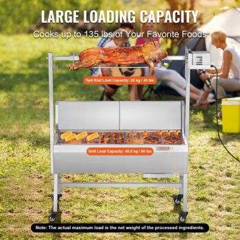 Alternative view of 46-Inch Rotisserie Grill with Charcoal Spit and Lockable Wheels