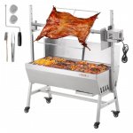 46-Inch Rotisserie Grill with Charcoal Spit and Lockable Wheels