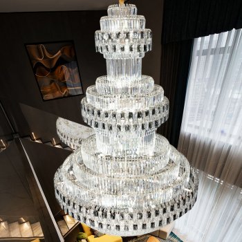 Alternative view of Luxury Crystal LED Staircase Chandelier for Modern Villa and Hotel Lobbies