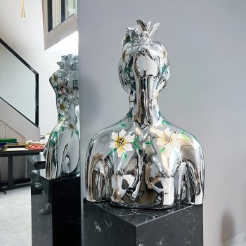 Alternative view of Creative Abstract Goddess Electroplated Painted Portrait Resin Sculpture for Home Decor