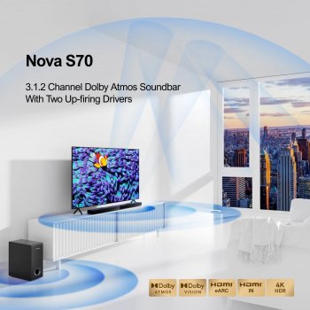 Alternative view of 390W 3.1.2ch Dolby Atmos Soundbar with Subwoofer and 3D Surround Sound