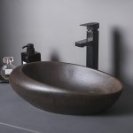 Brown Oval Ceramic Vessel Sink