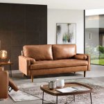 70" Suede Leather Sofa with Tufted Design