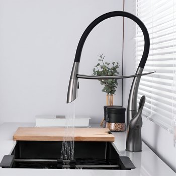 Alternative view of Luxury Black Brass Kitchen Faucet with Pull-Out Magnetic Suction