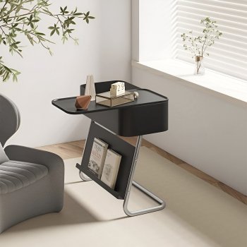 Alternative view of Oval Sofa Side Table with Removable Storage and Elegant Design