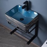 Wall-Mounted Ceramic Sink with Stainless Steel Stand