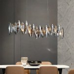 Modern Smoky Gray Crystal Chandelier for Dining Room and Kitchen Island
