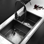 304 Stainless Steel Nano Black Kitchen Sink with Faucet and Drain Accessories