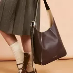 Elegant Large Flat Bucket Bag - Versatile Synthetic Leather Design
