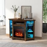 Electric Fireplace Corner TV Stand with LED Lights for TVs up to 50 Inches