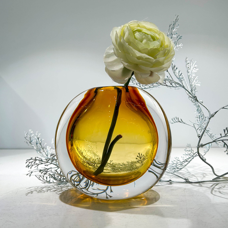 Dual Color Transparent Glass Vase