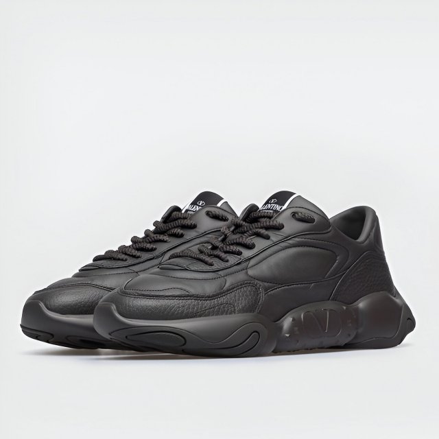 Valentino Black Leather Low-Top Sneakers