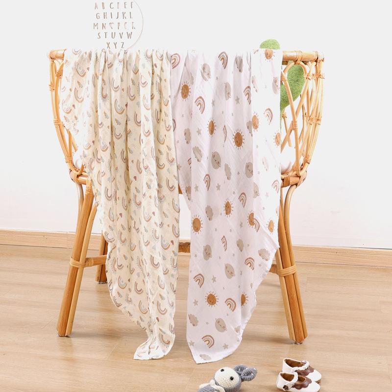 2-Pack Bamboo Cotton Baby Muslin Swaddle Blanket - Soft, Breathable, Multi-Use