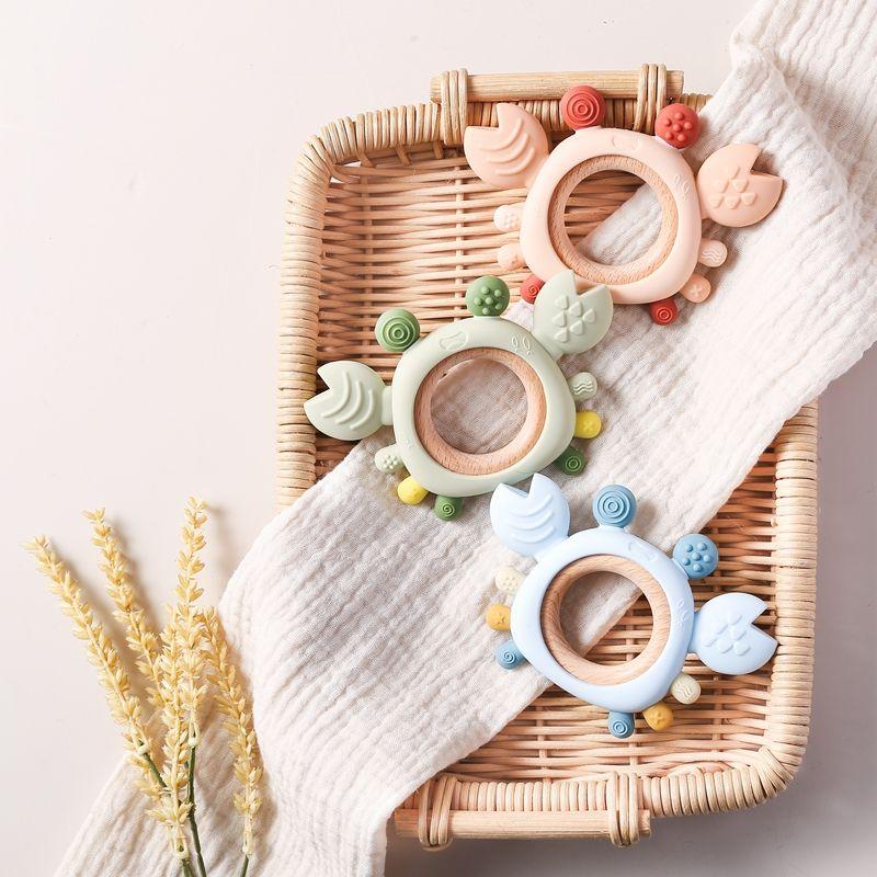 Cartoon Crab Baby Teether Toy with Detachable Beech Ring