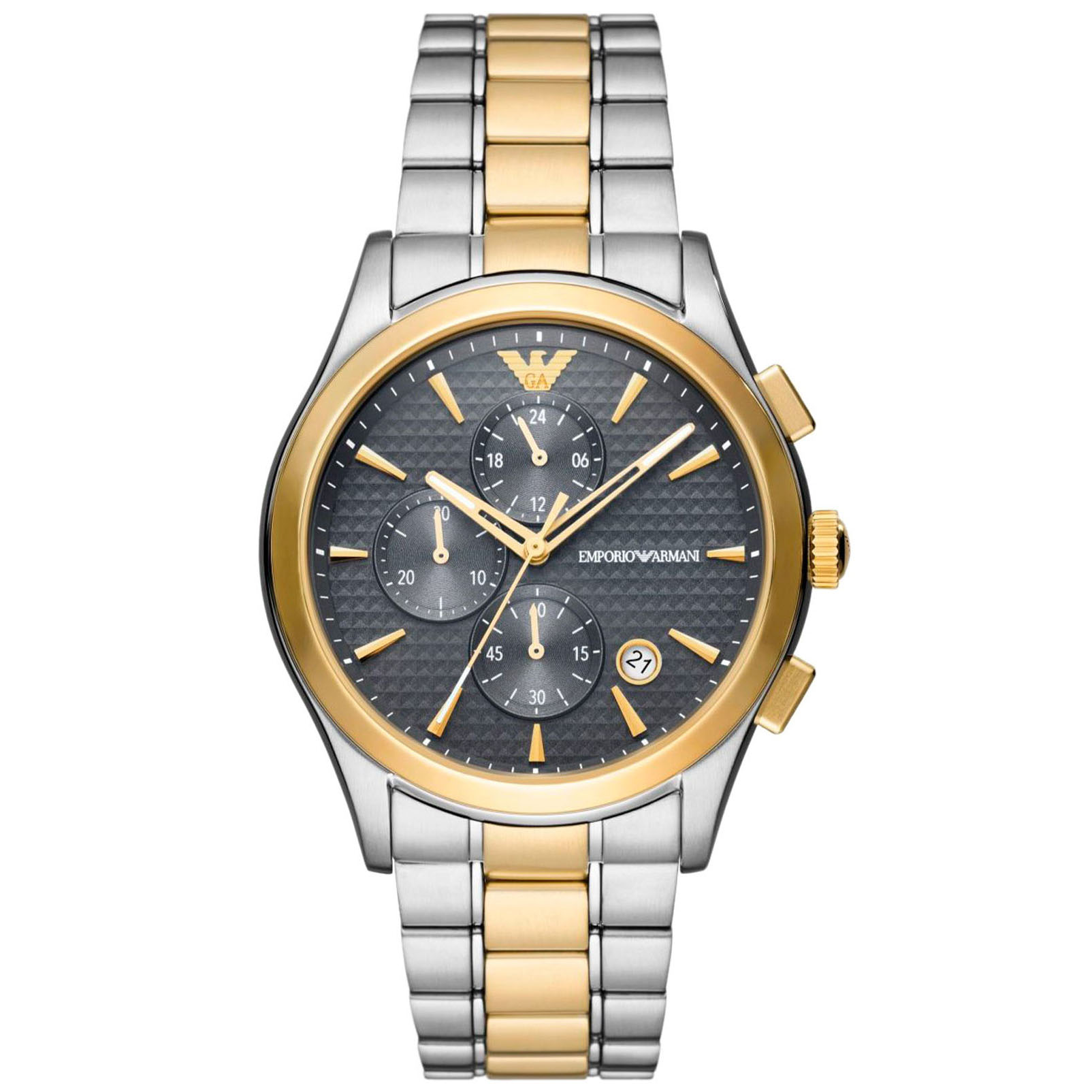 Emporio Armani Men's Gold Analog Watch with Multicolor Band & Tachymeter