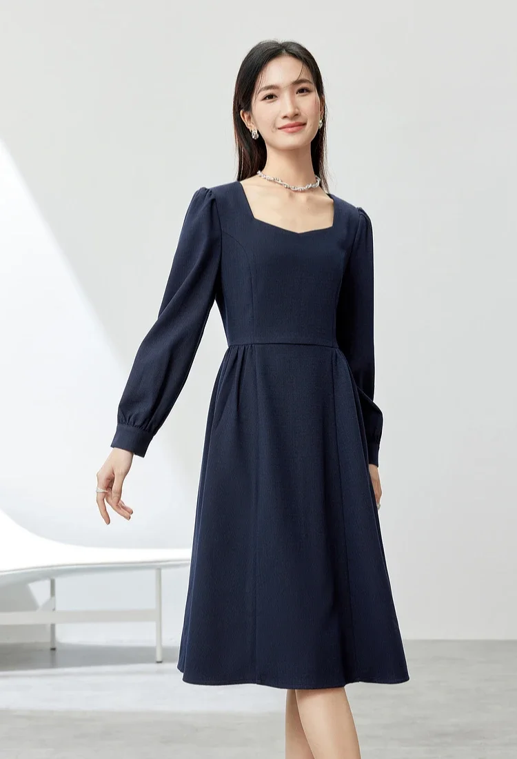 Maroon A-Line Square Neckline Dress main image 1