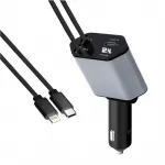 120W Car Charger with Retractable Cable & USB Type-C Fast Charge for iPhone & Samsung 3 55954-82771f.webp