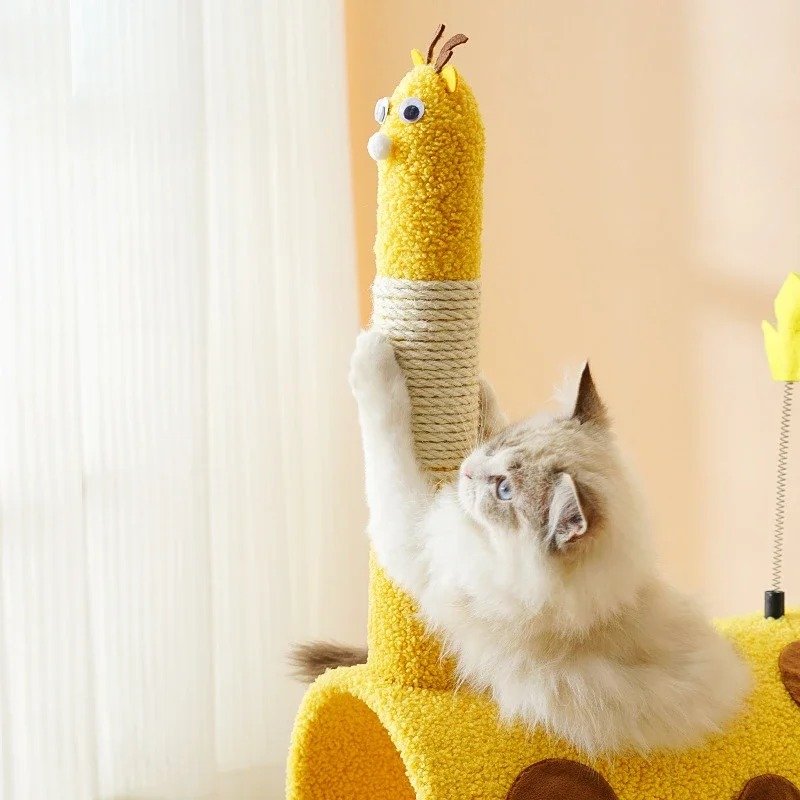 Cartoon Cat Climbing Frame with Sisal Scratching Posts and Jumping Platform view 5