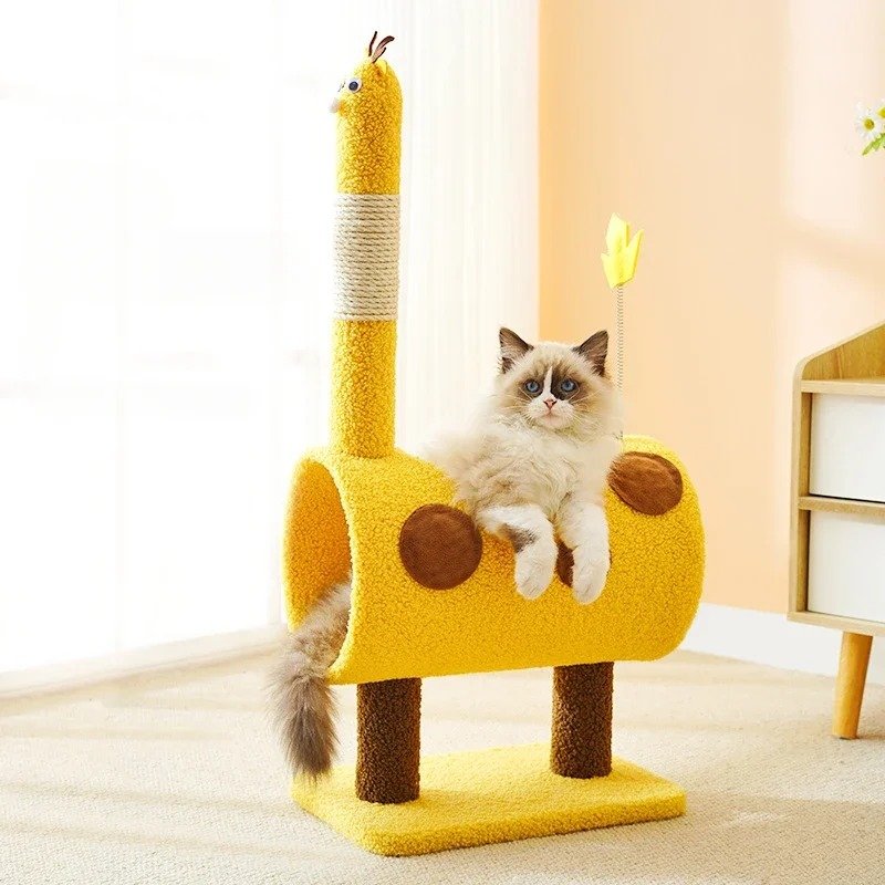 Cartoon Cat Climbing Frame with Sisal Scratching Posts and Jumping Platform view 4