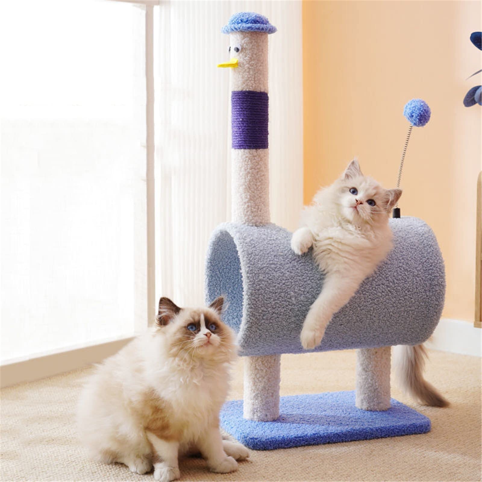Cartoon Cat Climbing Frame with Sisal Scratching Posts and Jumping Platform view 3