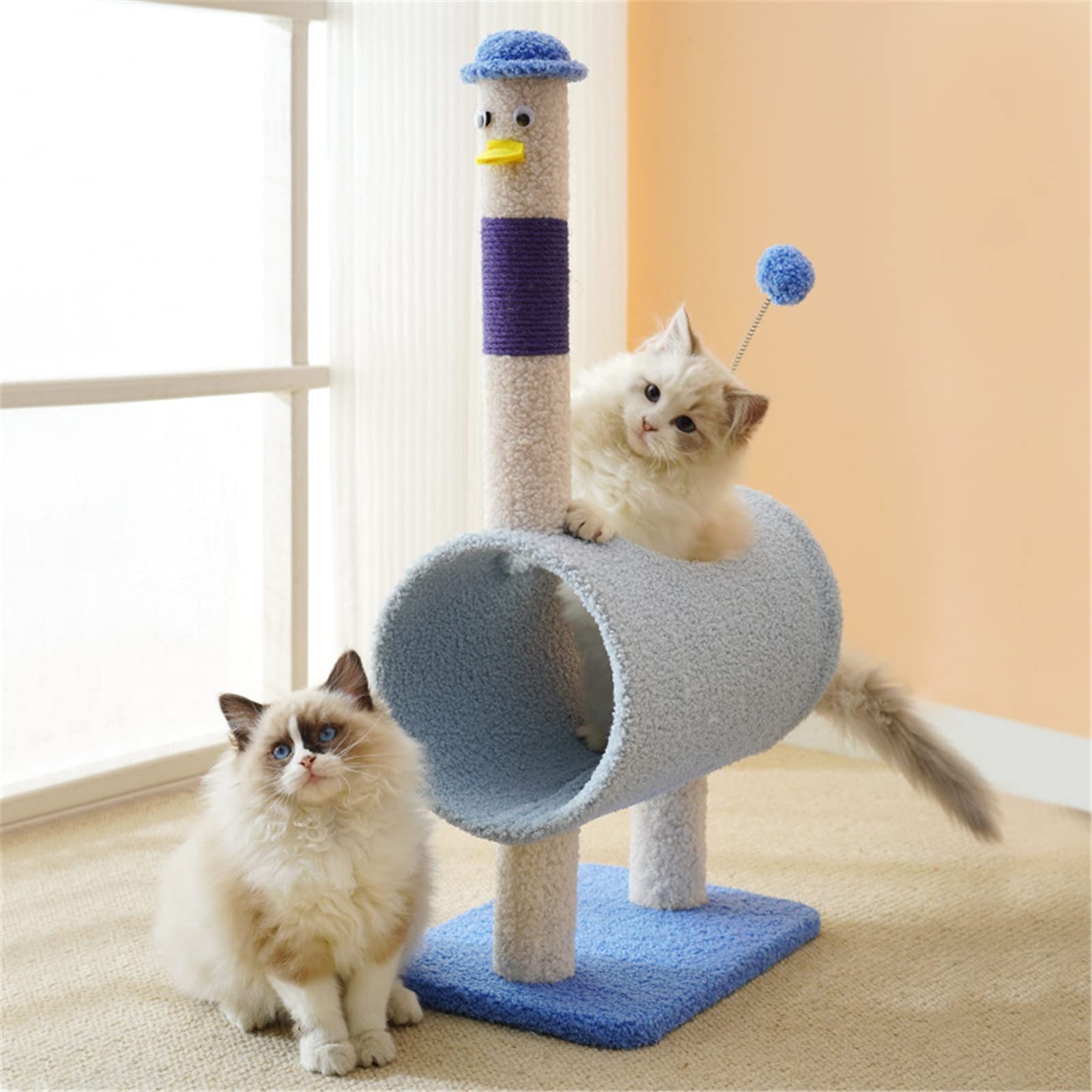 Cartoon Cat Climbing Frame with Sisal Scratching Posts and Jumping Platform view 2