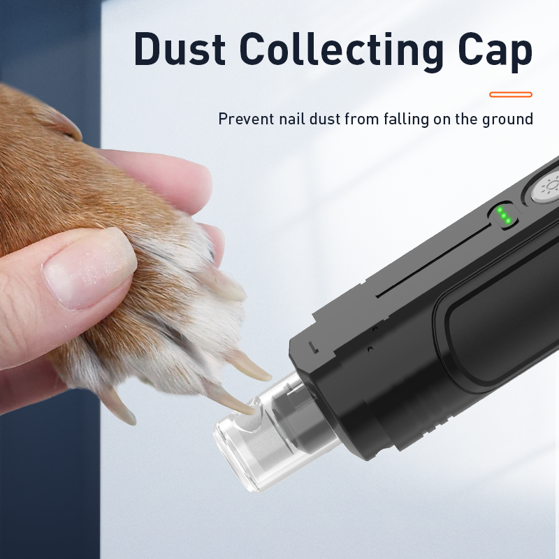 Electric Pet Nail Grinder with LED Lights – Rechargeable Dog & Cat Nail Trimmer Grooming Pets Color : Black 