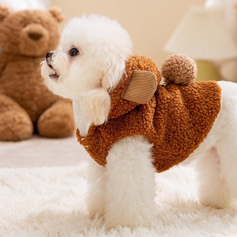 Pet Sleeveless Teddy Hoodie for Dogs Apparel & Accessories Pets Size : L|M|S|XS|XL 