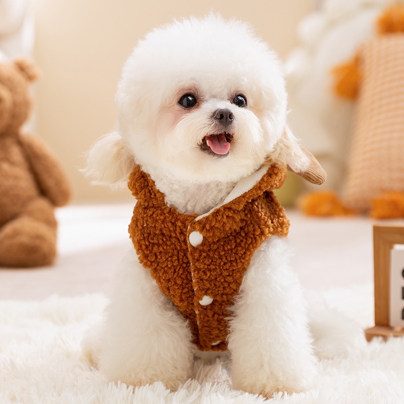 Pet Sleeveless Teddy Hoodie for Dogs Apparel & Accessories Pets Size : L|M|S|XS|XL 